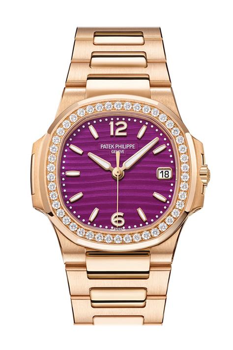 patek philippe nautilus purple diamond|Patek Philippe full diamond price.